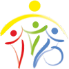 Logo Powiatowego Centrum Pomocy Rodzinie w Szczecinku, 4 symbole postaci w kolorze żółtym, zielonym, niebieskim i czerwonym.